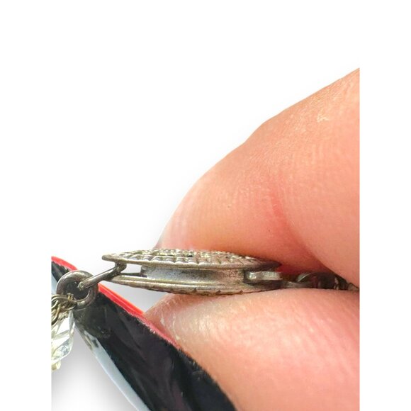 Art Deco Sterling Silver Faceted Crystal Bead Necklace On Chain 16.5" - Picture 3 of 5